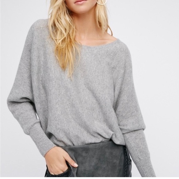 Free People Sweaters - Free People Women’s Sz M Cashmere Silk Ribbed Gray Dolman Sweater